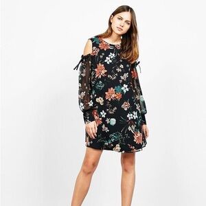 Bershka floral open shoulder bohemian dress